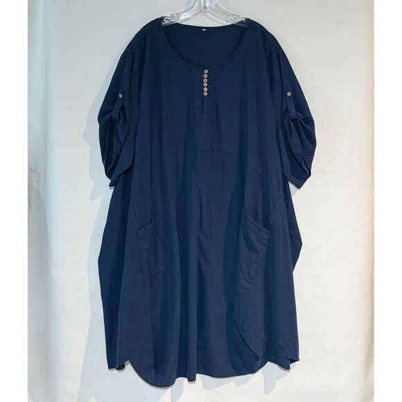LaovanIn Women's Plus 3XL Tunic Dress Summer Cotton Linen T Shirt Knee-Length - Picture 3 of 16